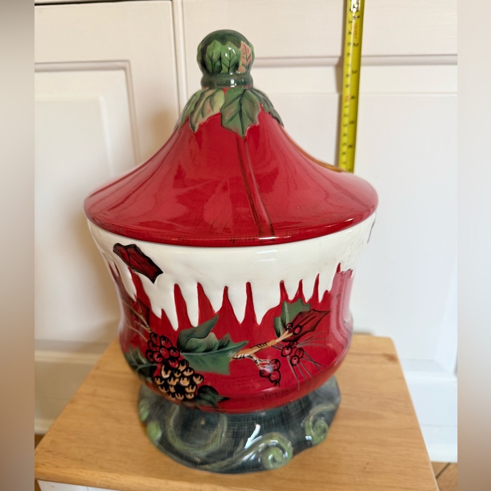 Tracy Porter Festive Red and Green Ceramic Jar